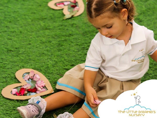 cute girl in a British nursery in dubai