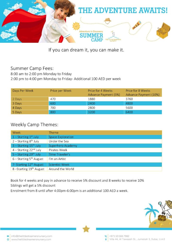 nursery summer camp3 2024 in Dubai