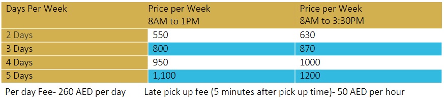 winter camp 2025 2026 - fees - the little dreamers nursery dubai