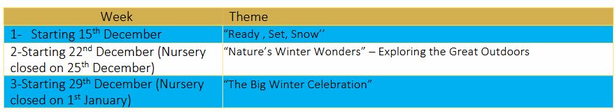 nursery winter camp themes dubai 2025 2026